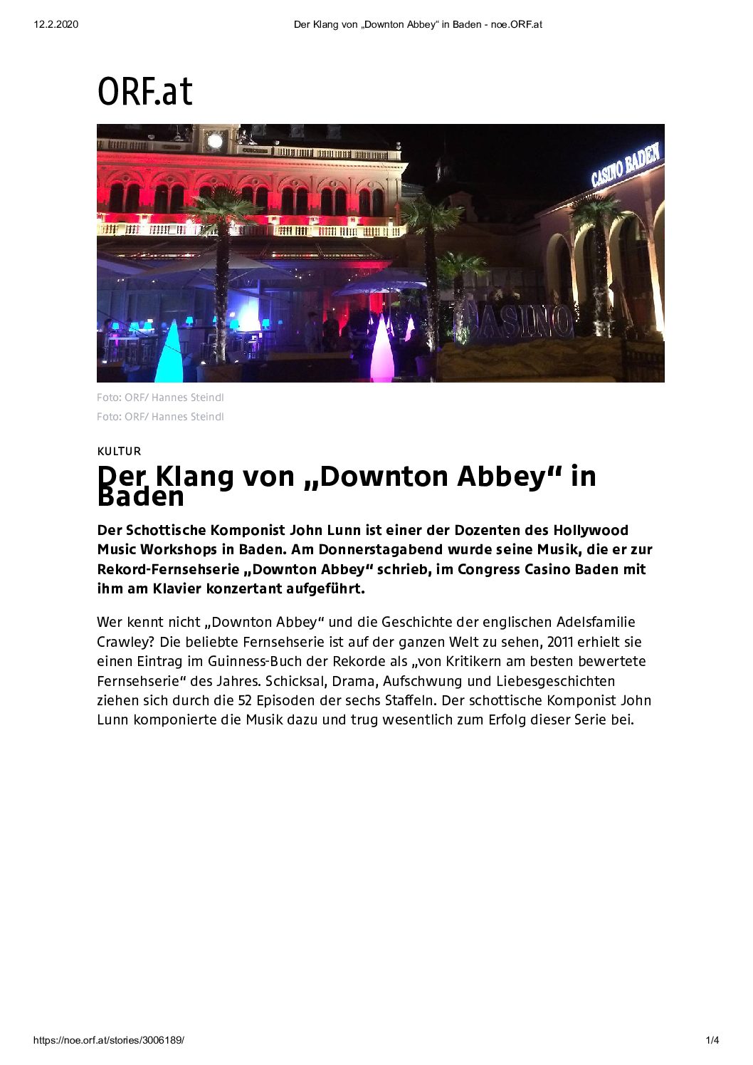 Der Klang von „Downton Abbey“ in Baden - noe.ORF.at